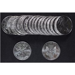 ORIGINAL UNC. ROLL OF 2016 AMERICAN SILVER EAGLES ( 20 ) COINS