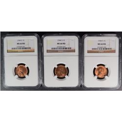 ( 3 ) 1944-S LINCOLN CENTS, NGC MS-66 RED NGC PRICE GUIDE=$37.00 EACH
