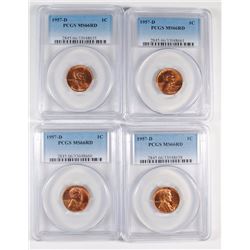 4- 1957-D LINCOLN CENT PCGS MS66 RD