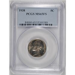 1938 JEFFERSON NICKEL, PCGS MS-65 FULL STEPS