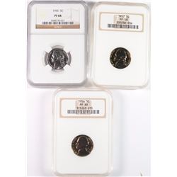 1955, 1956 & 1957 JEFFERSON NICKELS, NGC PF-68!