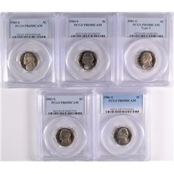 (5) JEFFERSON NICKELS PCGS PR-69 DCAM
