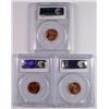 Image 2 : LOT OF ( 3 ) PCGS MS-66 RED LINCOLN CENTS: 1944, 1953-D & 1956-D