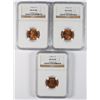 Image 1 : ( 3 ) 1954-D LINCOLN CENTS, NGC MS-66 RED NGC PRICE GUIDE=$38.00 EACH