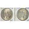 Image 1 : 1922 AND 1923 PEACE SILVER DOLLARS NICE BU COINS