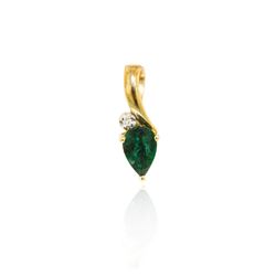 10KT Yellow Gold 0.35ct Emerald and Diamond Pendant