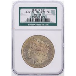 1884-O Morgan Silver Dollar Coin Binion Collection NGC MS63