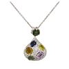 Image 1 : 14KT White Gold 4.20ctw Sapphire and Diamond Pendant With Chain
