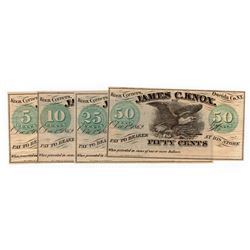 Set of (4) December 1, 1862 James C. Knox Coupon Notes