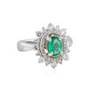 Image 1 : 14KT White Gold 0.69ct Emerald and Diamond Ring
