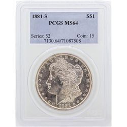 1881-S Morgan Silver Dollar Coin PCGS Graded MS64