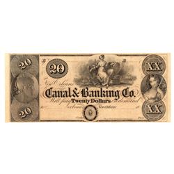 1800's $20 The New Orleans Canal & Banking Co. Obsolete Note