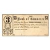 Image 1 : 1864 $3 The Bank of Commerce Savannah, Georgia Note
