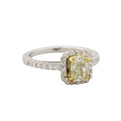 14KT Two-Tone Gold 1.47ctw Fancy Light Yellow Diamond Ring
