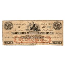 25 cents Farmers Merchant Bank Obsolete Note