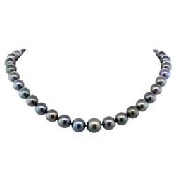 14KT White Gold 10mm-13.5mm Tahitian Cultured Black Pearl Necklace