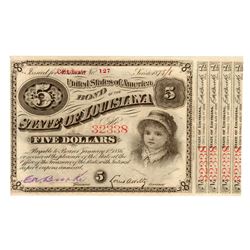 1875 $5 Baby Bond State of Louisiana Note