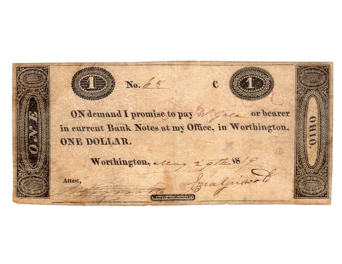1819 1 ohio worthington bank promise note worthington bank