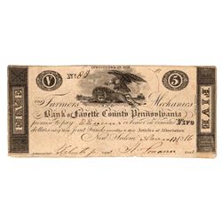 1816 $5 The Farmers and Mechanics Bank Pennsylvania Note