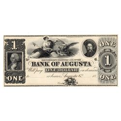 1800's $1 Bank of Augusta Obsolete Currency Note