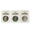 Image 1 : 3 Coin Set 1993-1995 $1 American Silver Eagle Coins NGC MS69