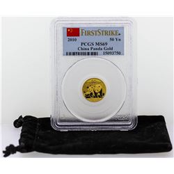 2010 1/10 Ounce 50Yn China Panda Gold Coin PCGS Graded MS69