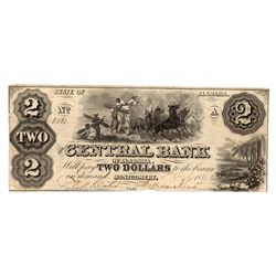 1861 $2 The Central Bank of Alabama Currency Note