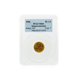 1926 $2 1/2 Sesquicentennial Gold Coin PCGS Graded MS63.