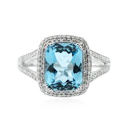 14KT White Gold 3.39ct Topaz and Diamond Ring
