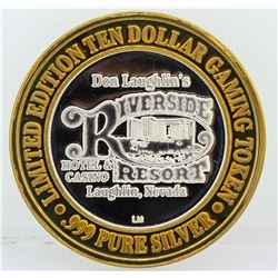 Riverside Resort Laughlin $10 Casino Gaming Token .999 Fine Silver Limited Editi