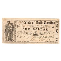 1866 $1 State of North Carolina Obsolete Note