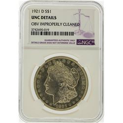 1921-D $1 Morgan Silver Dollar Coin NGC Graded UNC Details