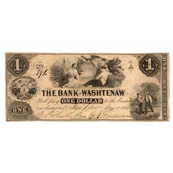1854 $1 The Bank of Washtenaw - Ann Arbor, MICHIGAN Note