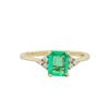 Image 2 : 14KT Yellow Gold 0.88ct Emerald and Diamond Ring