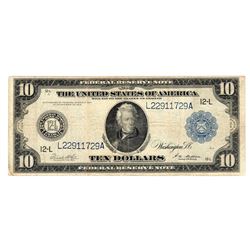 1914 $10 Blue Seal Large Federal Reserve Bank Note