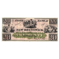 1800's $20 The State Bank at New Brunswick Obsolete Note