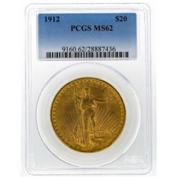 1912 $20 St. Gaudens Double Eagle Gold Coin PCGS MS62