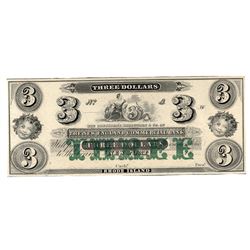 1800s $3 New England Commercial Bank Obsolete Currency Note