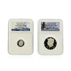 2014-S Dime & 2014-S Half Dollar Coins NGC PF70 Ultra Cameo