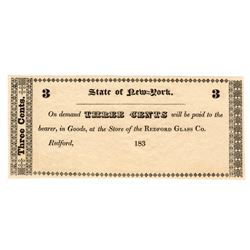 1830's 3 Cent Store of Redford Glass Company Coupon Script