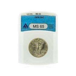 1936 Walking Liberty Half Dollar ANACS Graded MS65