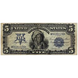 1899 $5 Indian Chief Silver Certificate Bank Note