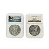 Image 1 : Set of (2) 2014 $1 American Silver Eagle Early Release NGC MS70