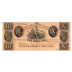 1800's $10 New Orleans Canal and Banking Company Obsolete Note