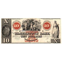 1800s $10 Hagerstown Bank Obsolete Currency Note