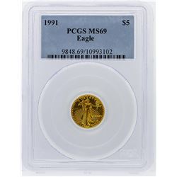 1991 $5 American Eagle Gold Coin PCGS Graded MS69