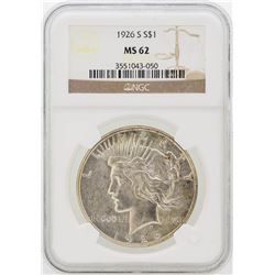 1926-S Peace Silver Dollar Coin NGC Graded MS62