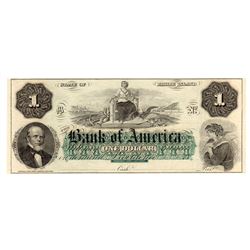 1800s $1 Bank of America Rhode Island Obsolete Currency Note