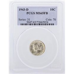 1943-D Mercury Dime Coin PCGS Graded MS65FB
