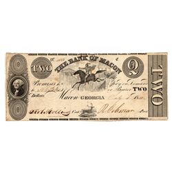 1831 $2 The Bank of Macon Georgia Currency Note